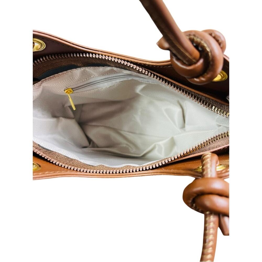 Designer Cream & Beige Monogram Canvas Crossbody Bag - Picture 7 of 12
